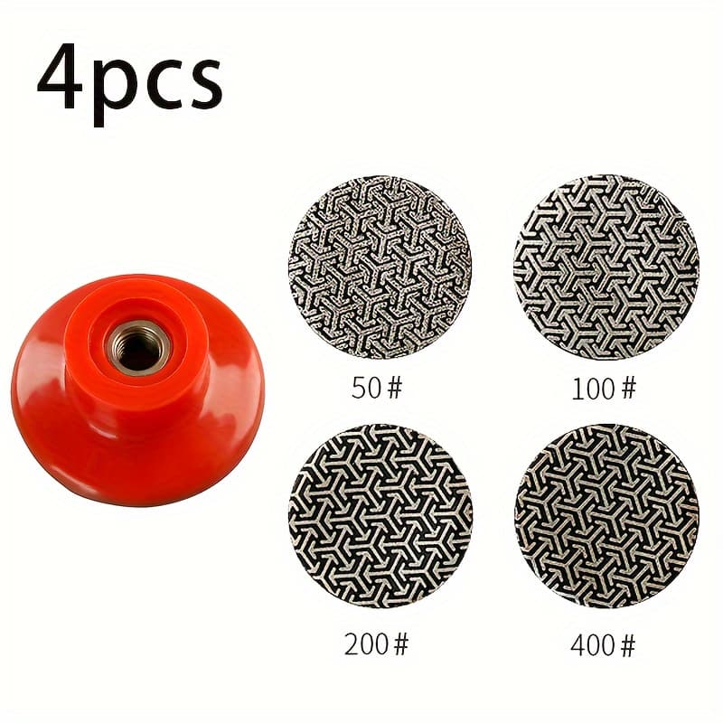 TEMU 4pcs 2 Inch One-piece Electroplated Discs Diamond Sanding Discs Wood Floor Metal Marble Ceramic Polishing Sanding Discs