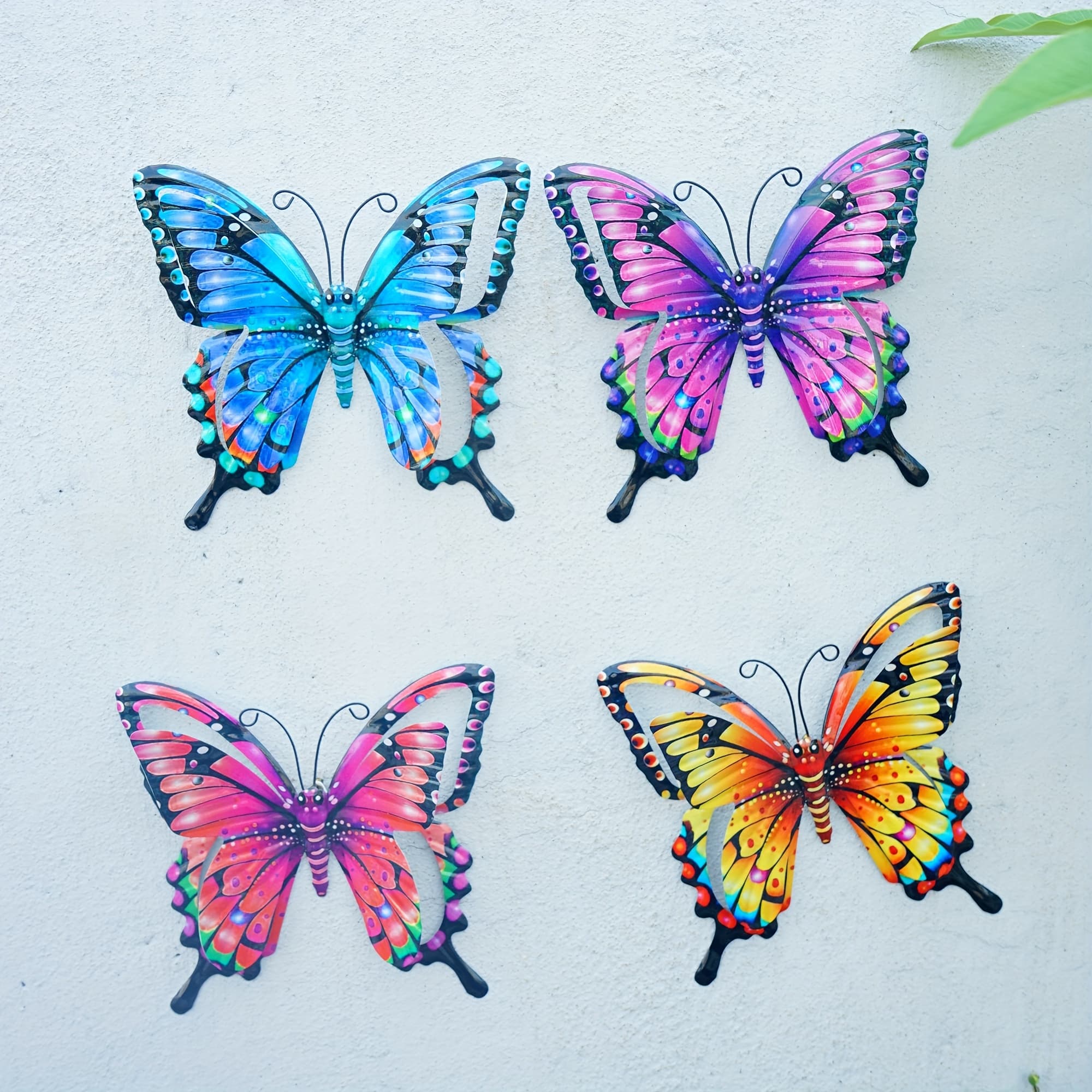 TEMU 4pcs Set Of 3d Colorful Metal Wall Art, Iron Decorations - Suitable For Garden, Patio, Living Room, Bedroom, Balcony - No Electricity Needed, Outdoor Fence Decoration, Ideal Gift For