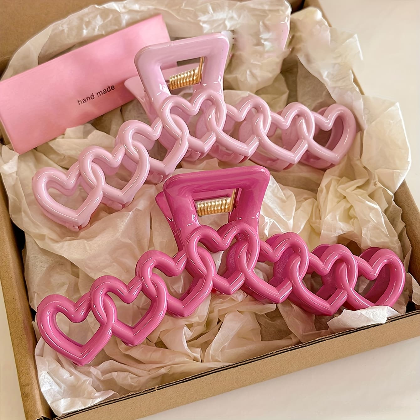 TEMU 2pcs Set Of Easy And Sweet Heart-shaped Resin Hair Clips, Large Solid Color Hair Additions, Suitable For Women, Perfect For Daily Activities, Parties, Makeup, And Dressing Up