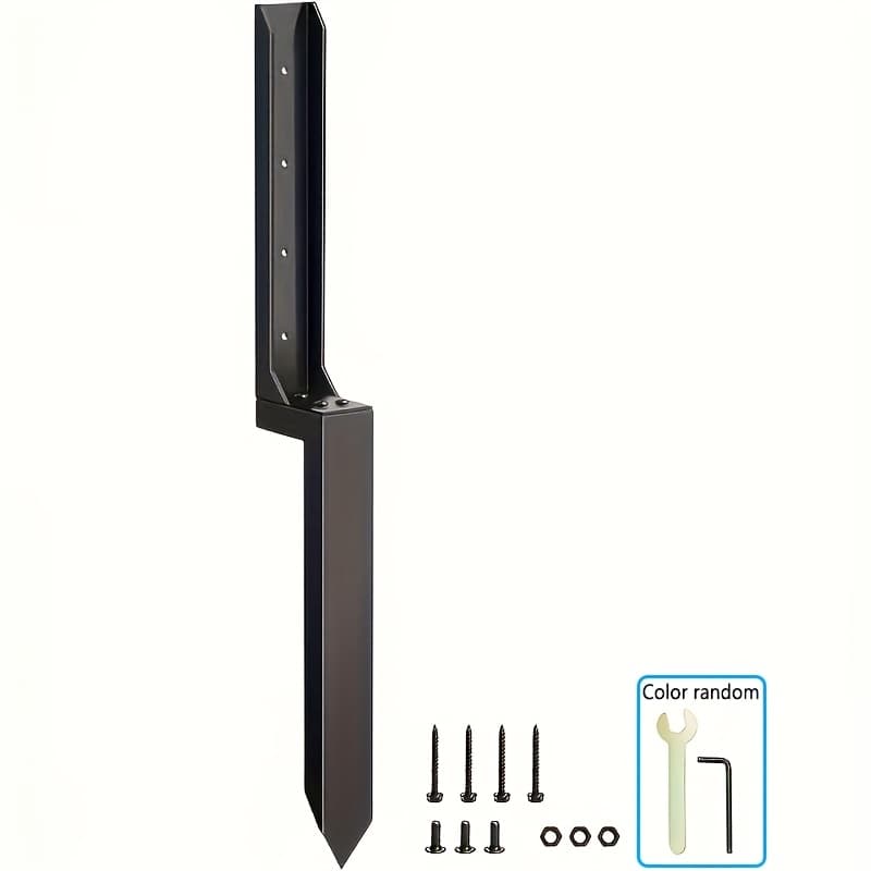 TEMU 1pc Metal Fence Post Repair Kit, Heavy-duty Steel Fence Post Anchors For Fixing Tilted And Broken Wood Support Accessories - Colors Are Random