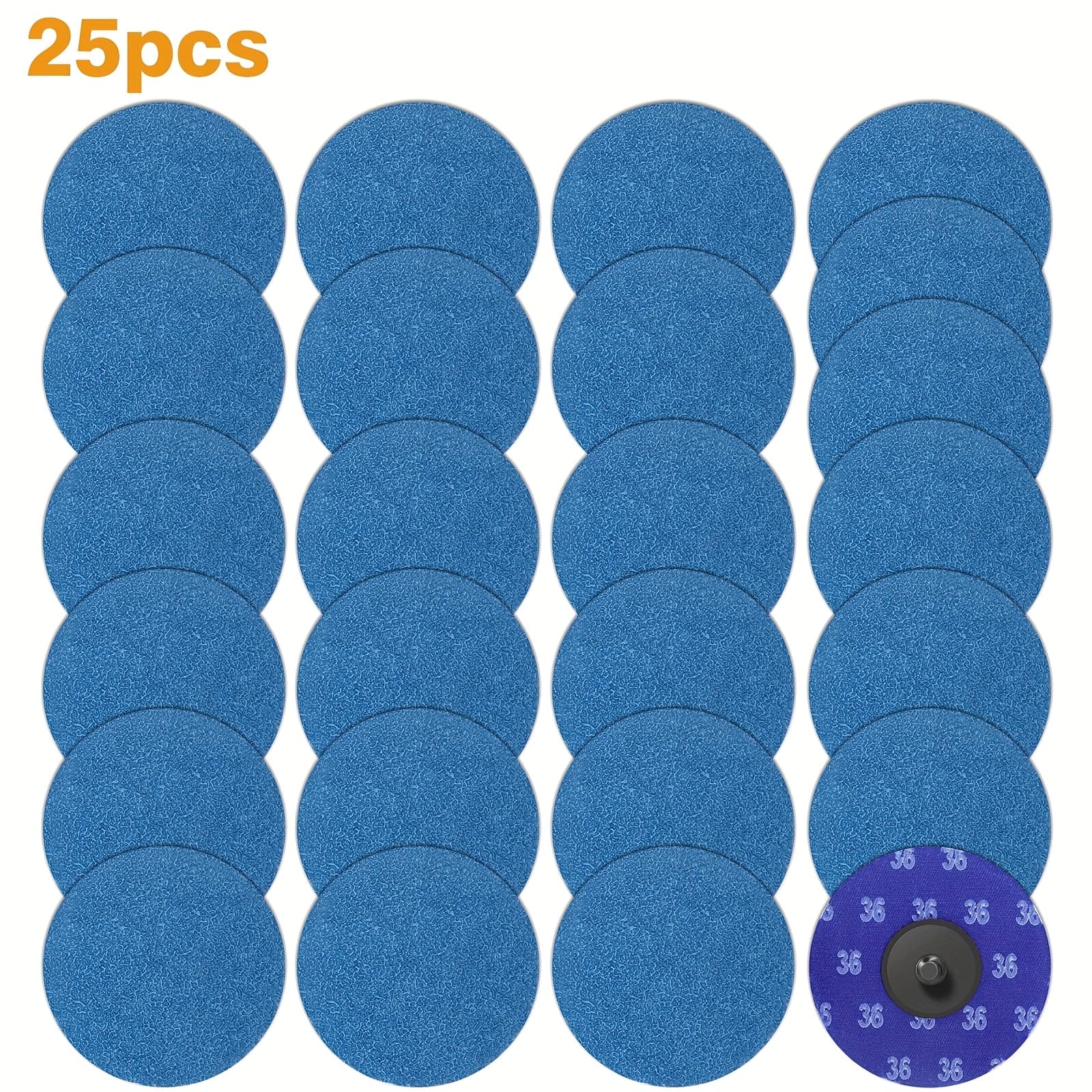 TEMU 25pcs 36 Grit Zirconia Polishing Pad Set, 3 Inch Coarse Discs For Professional Surface Prep, Metal & Plastic Grinding