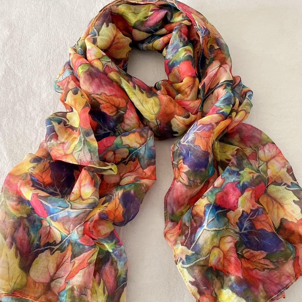 TEMU New Autumn/fall Collection: Maple Leaf Bali Yarn Women's Shawl, A Versatile And Comfortable Scarf For Women's Outdoor