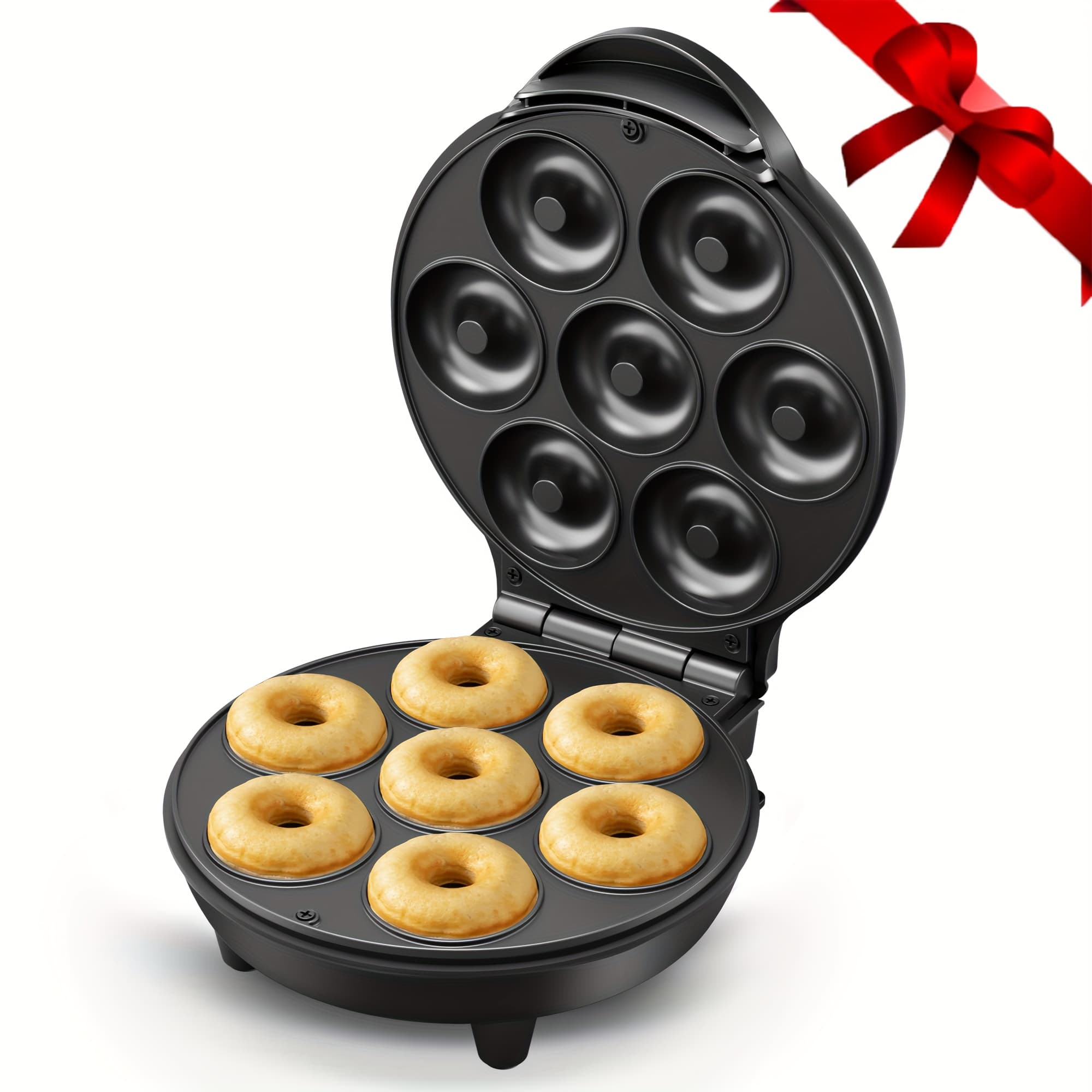 TEMU Mini Donut Waffle Cake Maker, 7 Slots Home Baking Machine, Great For Breakfast, Snacks,