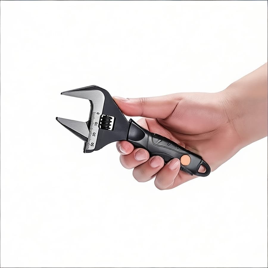 TEMU Wide Mouth Adjustable Wrench Set, 6-inch & 10-inch Wrenches, Plumbing Adjustable Wrench With , Wide Jaw Black Oxide Wrench With Cushion Grip, Metric, Cr-, For Home, Garage, Workshop