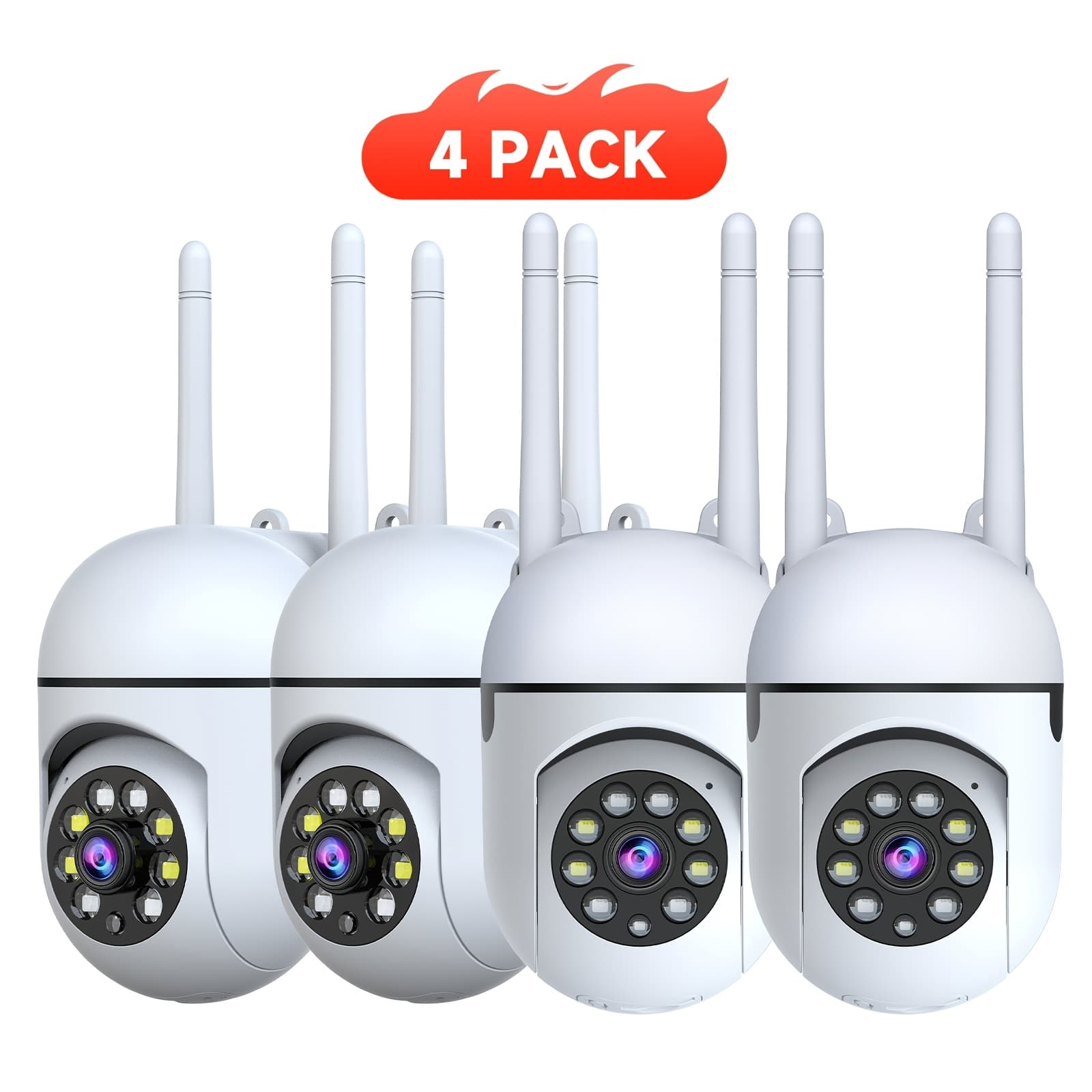 TEMU Install 3mp Security Cameras -6 Units, Supporting Dual-band Wifi At 2, 4/5g, 2k High Definition, Detection, 355° Rotation, Night Vision, Audio, And Compatible With Cloud Storage And Sd Cards
