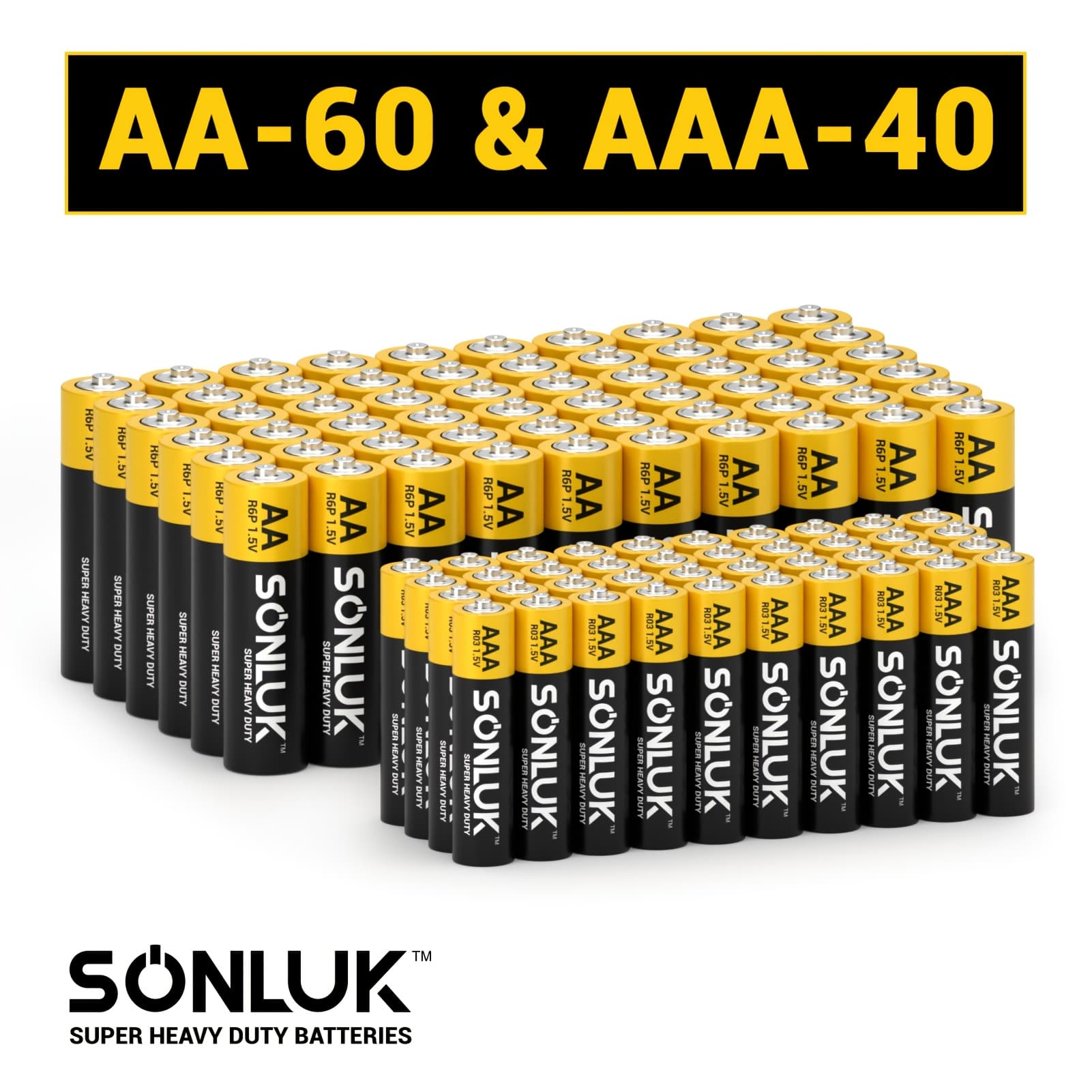 TEMU Combo Of 60 Aa Batteries And 40 Aaa Batteries (total Of 100), 1.5v Heavy Duty Carbon -performance Batteries, Free From Mercury, Cadmium, And Lead, Ideal For Remote Controls, Toys, And More