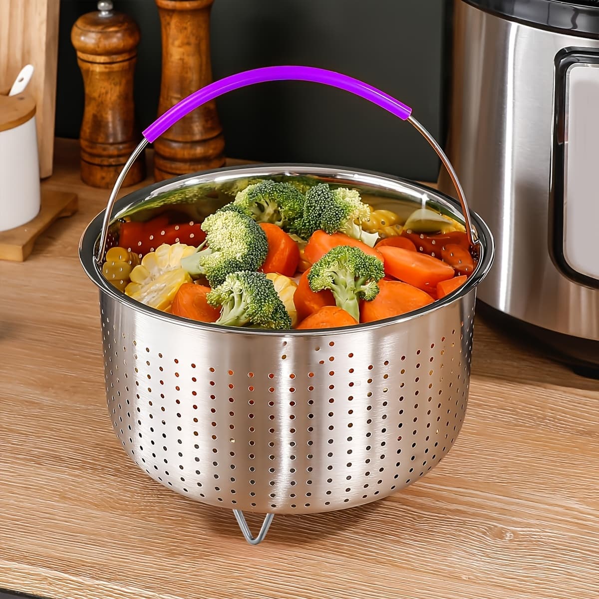 TEMU Hnjugfe 1pc 6l Kitchen Steamer Basket Rice Cooker Steamer Basket Handheld Steamer Basket Food Steamer Basket Wok Gifts