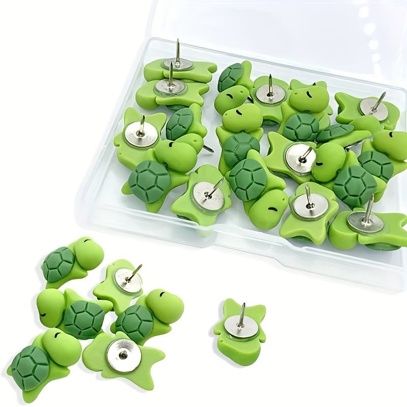 TEMU Set Of 20 Cute Turtle Mini Push Pins - Decorative Additions For Photo Walls, Softboards, Ideal For Home And Office Decor, Thumbnails For Organizing And Showcasing
