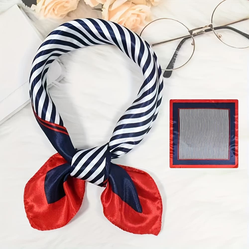 TEMU 1pc Women's Striped Scarf Party Photo Booth Props, Party Dance Graduation Holiday Party Decoration, White Striped Sailor Navy Hat Captain Role-playing Role-playing Decorative Scarf
