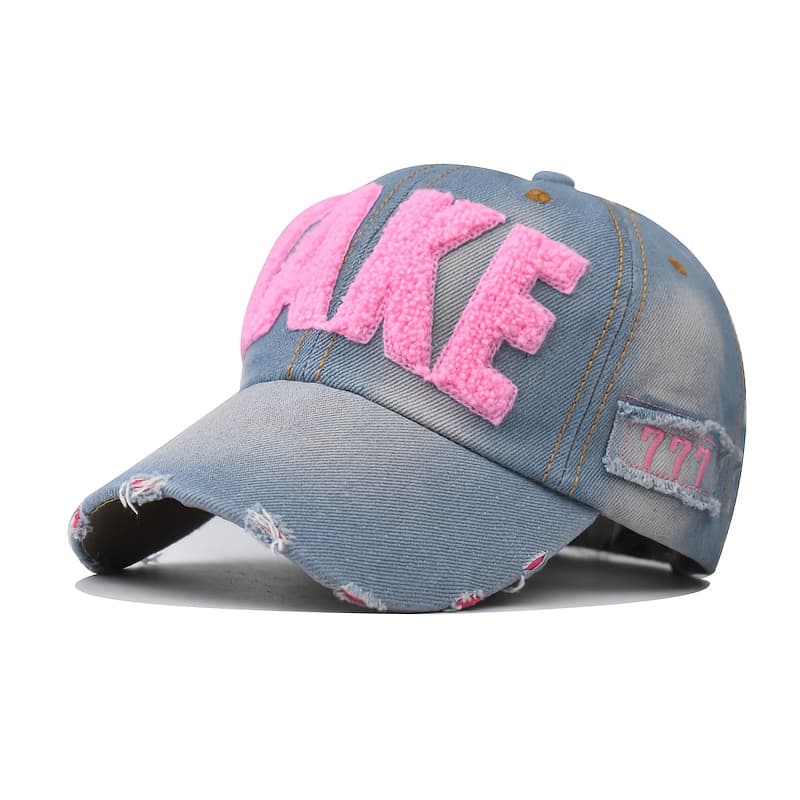 TEMU -dimensional Embroidered Denim Baseball With The Letters "take", A Washed Denim Duckbill , And A Simple And Versatile Hat Suitable For Men And Women