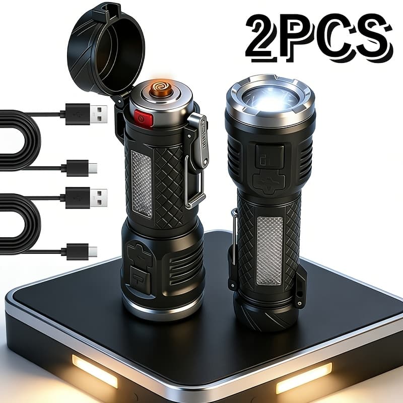 TEMU High Edc Flashlight Rechargeable Fire-starting 7 Mini Multifunctional Flashlights High , Suitable For Camping Gear, Home Emergency Preparedness, Survival Kit Must Have And 's Gift