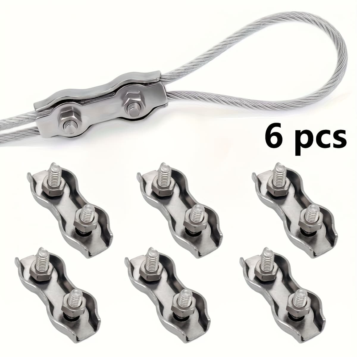 TEMU 6pcs Wire Rope Clamps Single/double Clip Fixing Cable Connector Lock Wire For M3