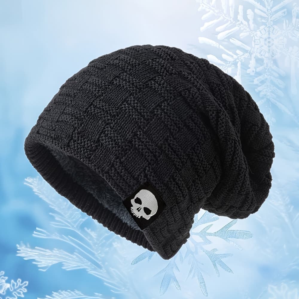 TEMU A Women's Autumn/winter And Skull Pattern Beanie, A Unisex Outdoor Warm Casual Brimless Hat, A Fashionable And Versatile Ski Hat And Cycling
