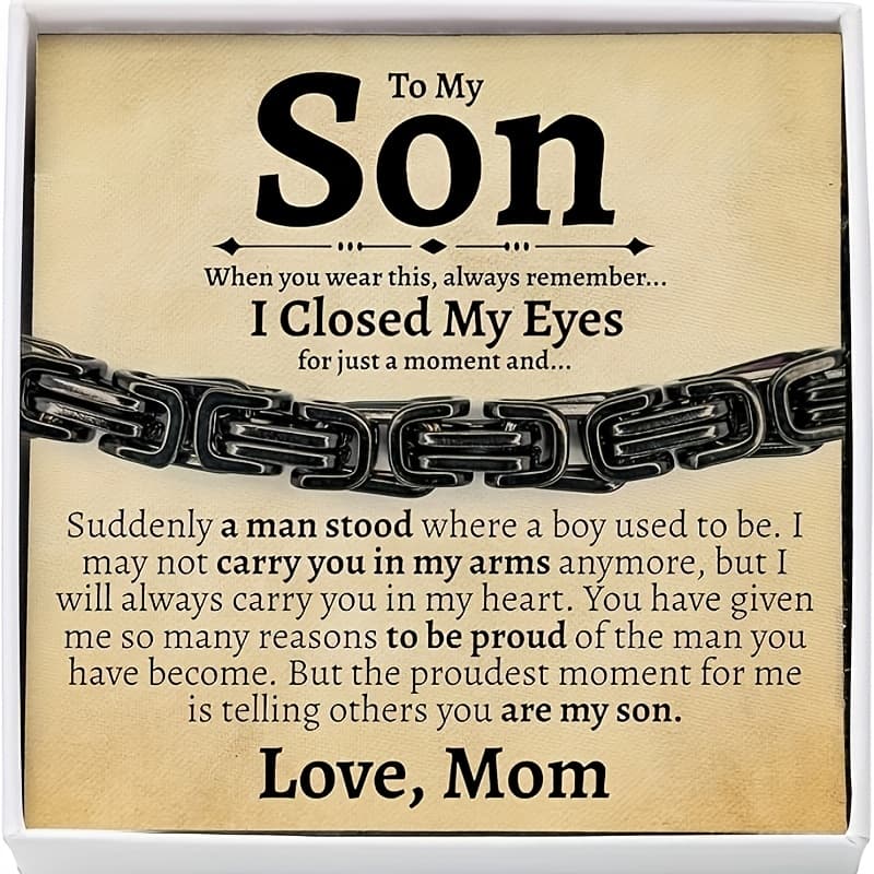 TEMU A Stainless Steel Bracelet, A From Mother To Son, Perfect For His Birthday Or Christmas