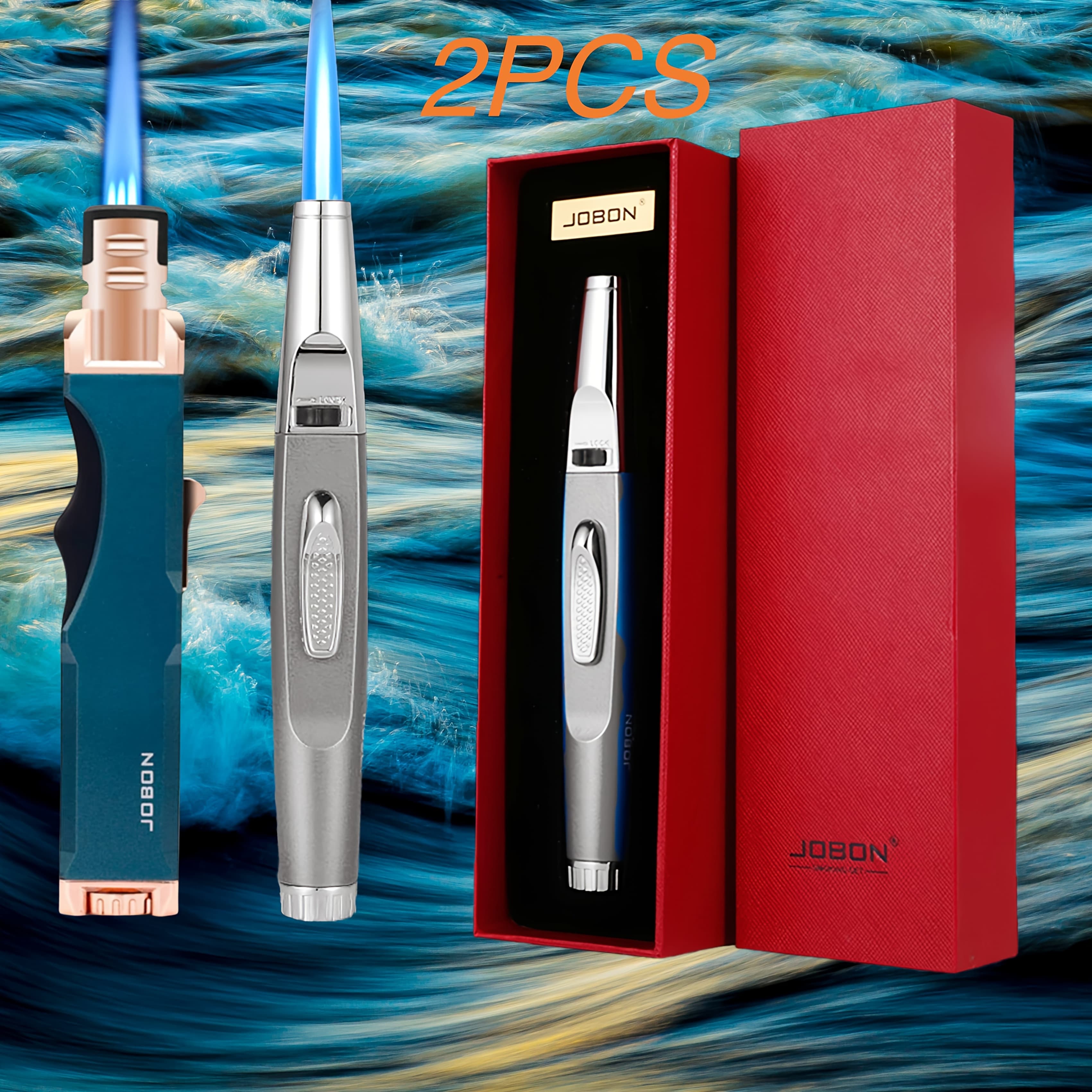 TEMU Refillable Luxury Jet Flame Lighte-sleek Pen Design With Flame Adjustment&safety Lock-gift Box Included-perfect For &survival Kits