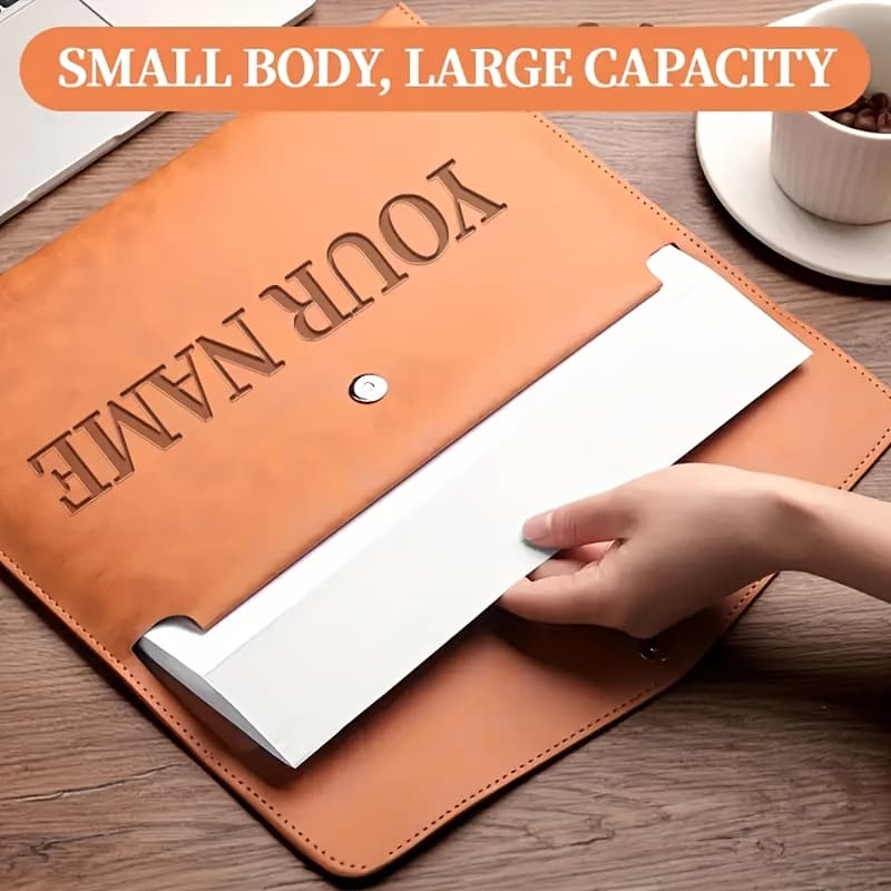 TEMU A Customizable Engraved A4 Folder - Magnetic Closure, Large Capacity File Bag, Suitable For Business And Office Organization, Ideal For Exams And Personalized Storage