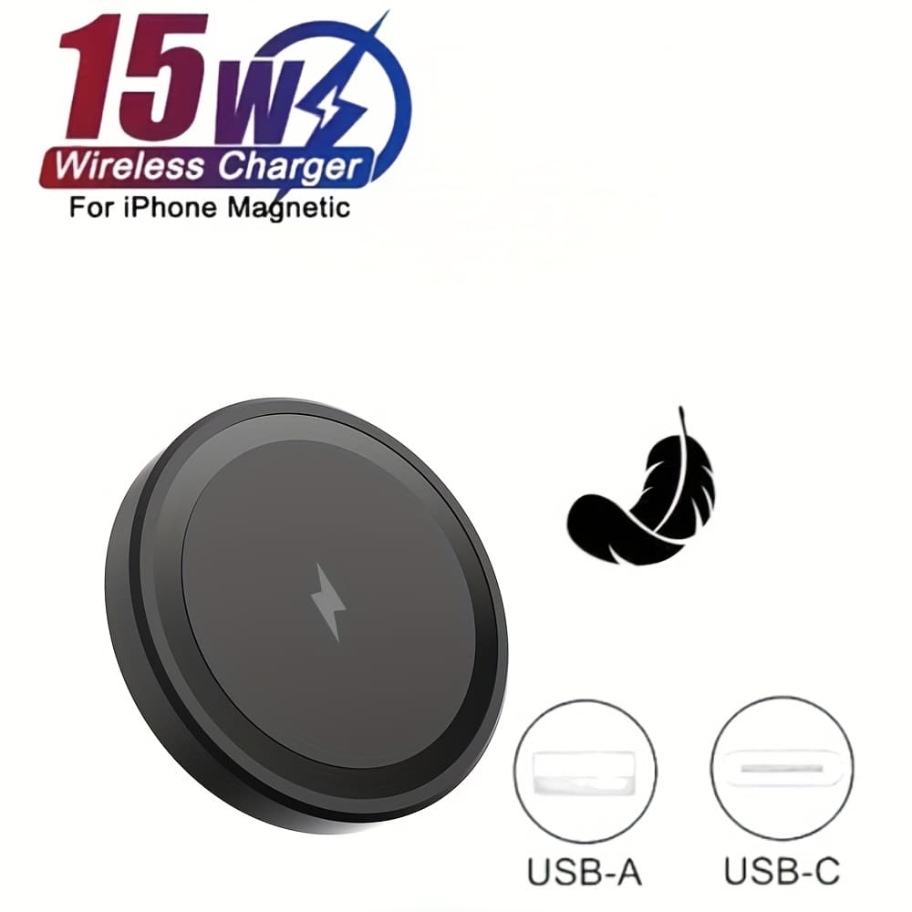 TEMU Wireless Charger Wireless Charging Pad Wireless Charging Mat Wireless Charging Station For Mag-safe Technology, 15w Output, Suitable For Iphone 12-17 Series With Wireless Function