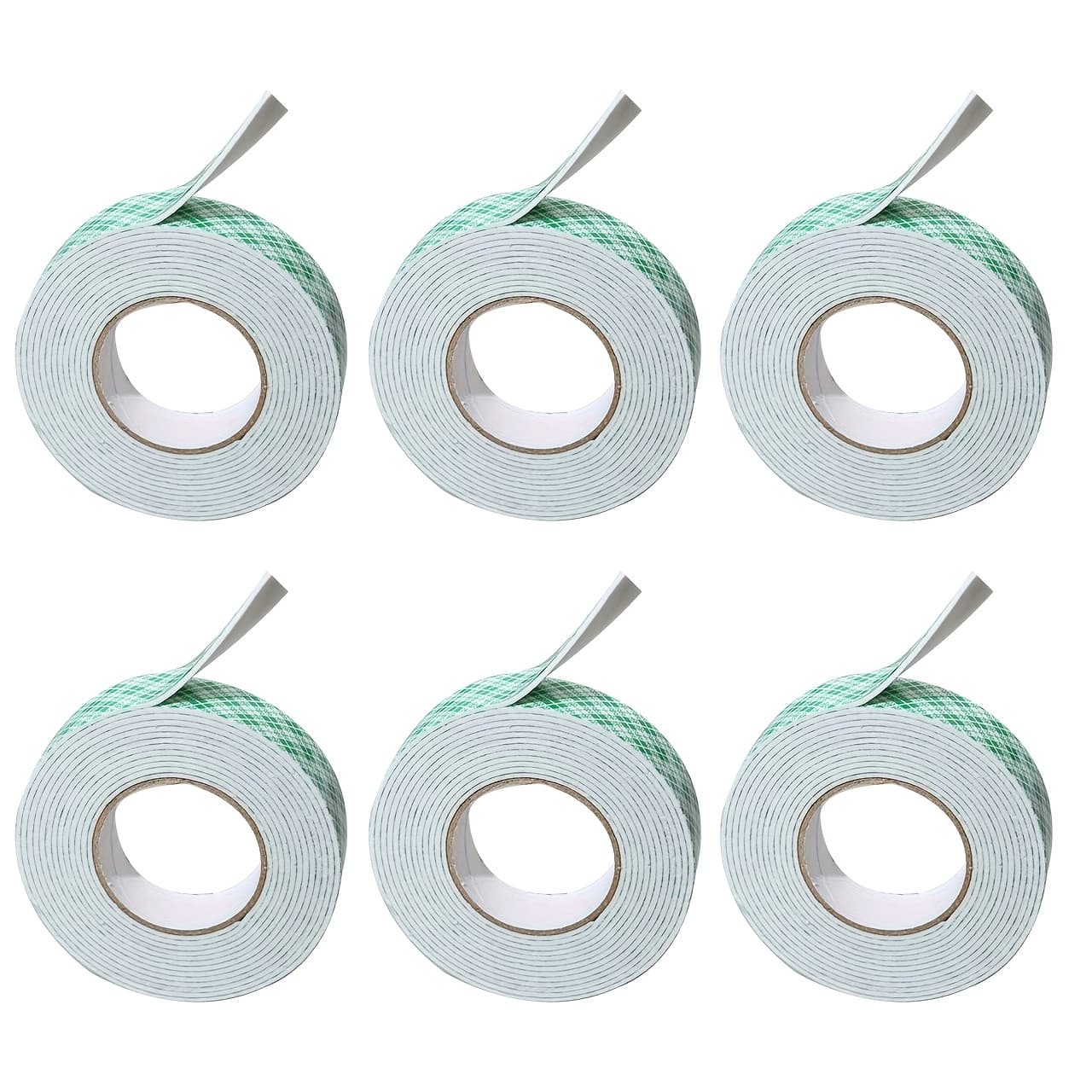 TEMU 6 Rolls Super Strong Double-sided Tape- Heavy Duty Adhesive, No Residue Removal, For Pictures, Photos, Murals, Crafts, Office, Home- Compatible With Plastic, Wood, Glass, Metal, - Ideal Fo