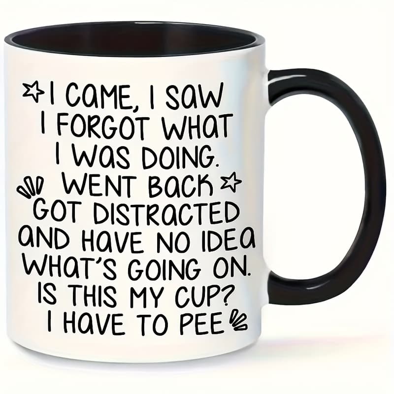 TEMU 1pc, 11 Ounce Ceramic Coffee Cup, Elderly Coffee Cup, Interesting Coffee Cup, , I Forgot What I'm Cup, Suitable For Hot And Cold Drinks, Holiday Gifts, Birthday Gifts