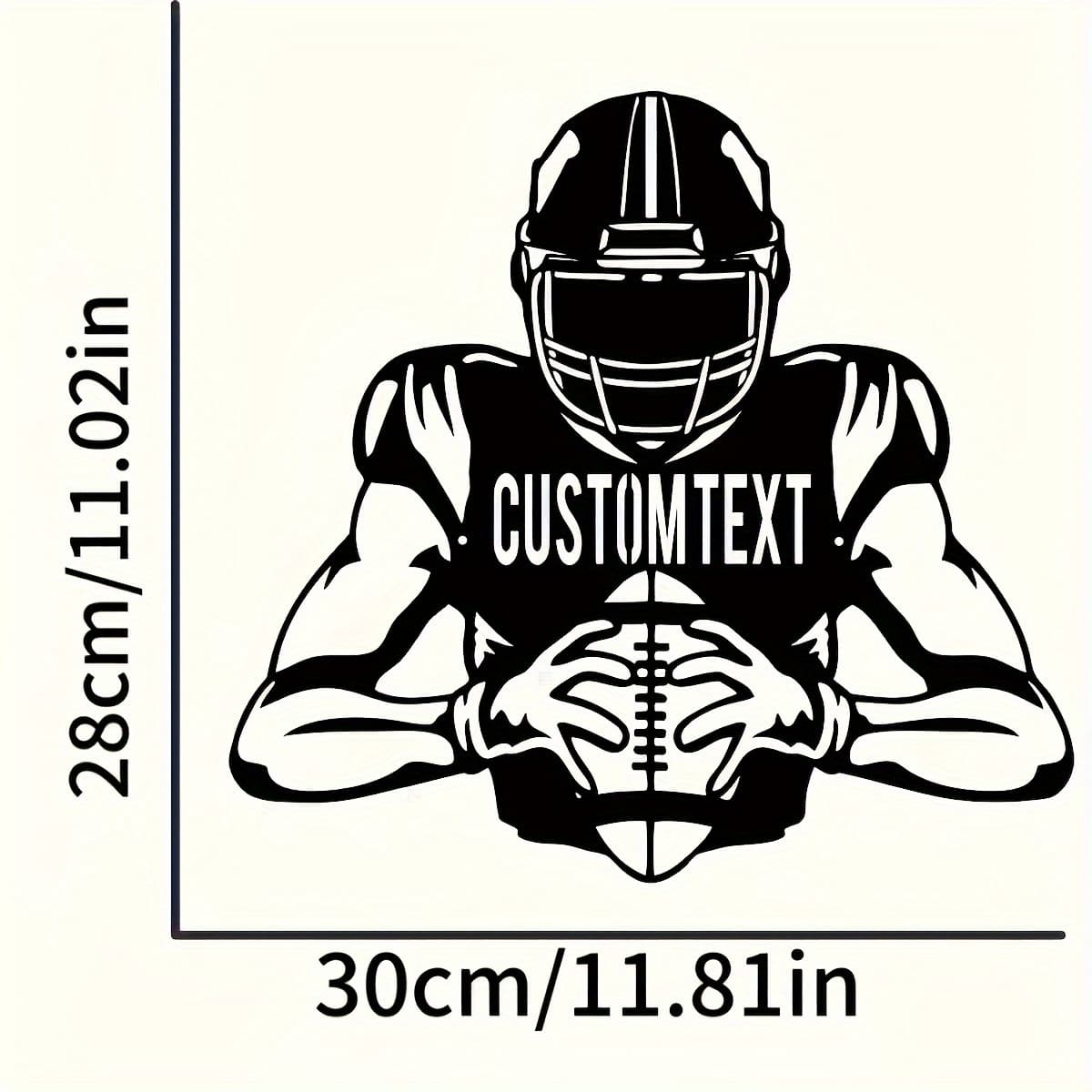 TEMU Personalized Metal Football Wall Art With Custom Name - Adhesive-backed For Easy Wall Mounting, Ideal For Home, Office, And Man Cave Decor
