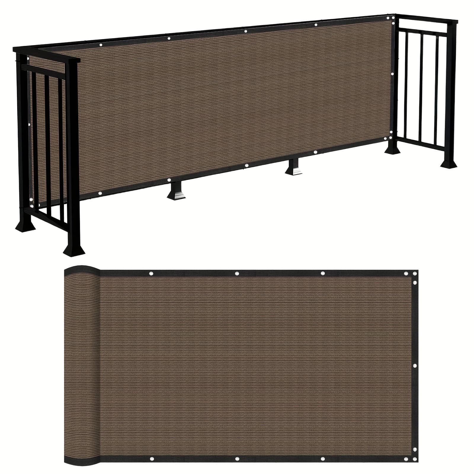 TEMU Hdpe Balcony Privacy Fence Cover, Uv-resistant Weatherproof Heavy-duty Barrier, Suitable For Apartment Railings/porch/patio/deck/pool, Includes Reinforced Ties