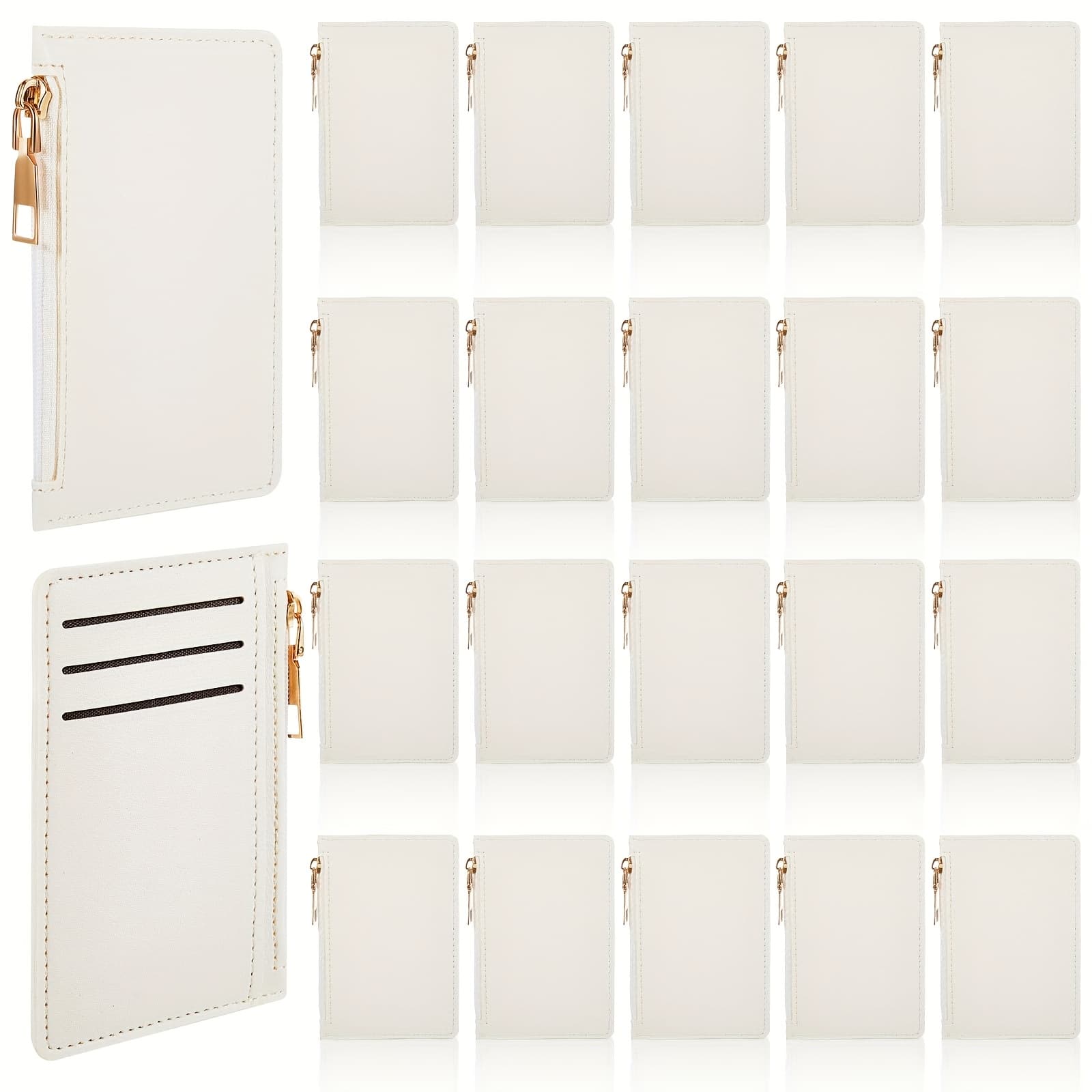 TEMU 20pcs Bulk Rfid Blocking Slim Wallets With Zipper Closure - Modern Minimalist Leather Card Holder For , Front Pocket Wallet, Diy Church Group Gifts, Bulk Order Value Packs