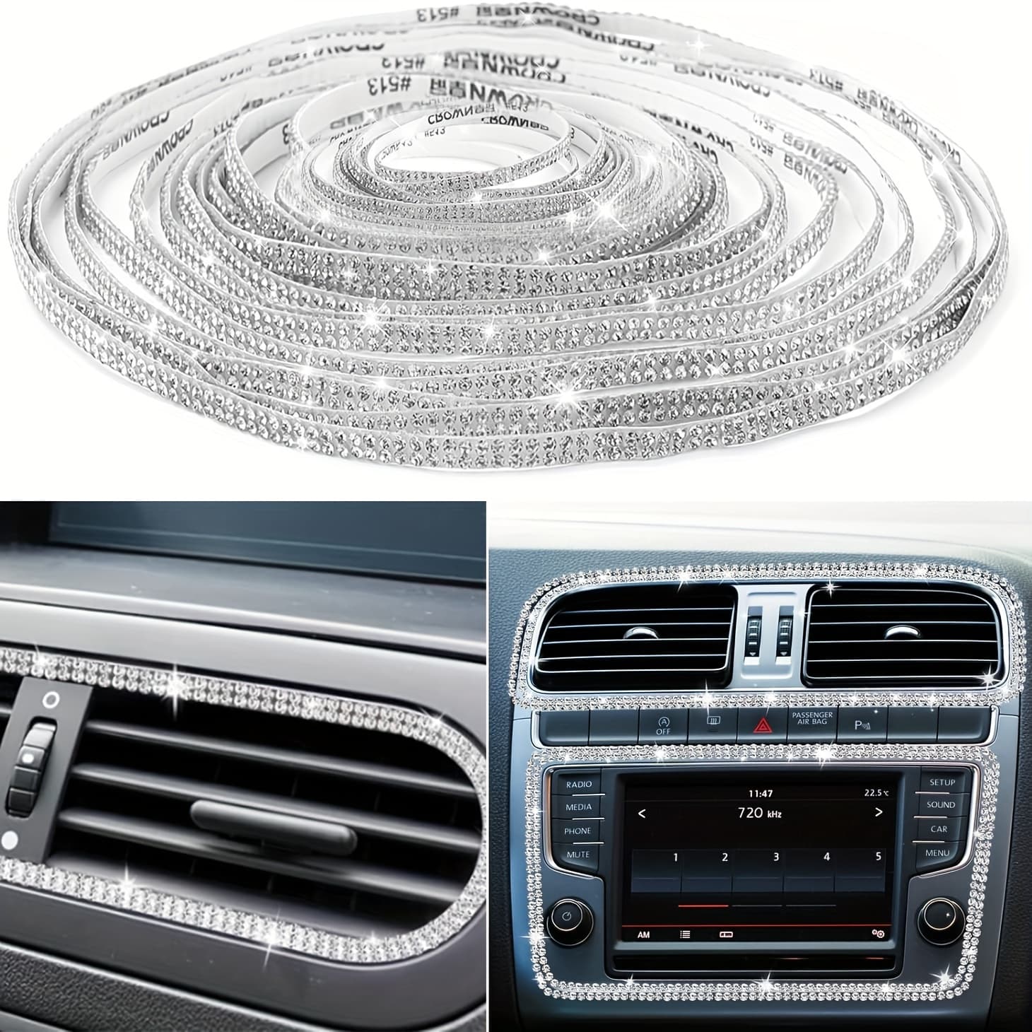 TEMU 2 Self Adhesive Crystal Ribbon Strips, Ice Out Bling Stickers Roll For Crafts Phone Car Decorations Jewelry Making Supplies