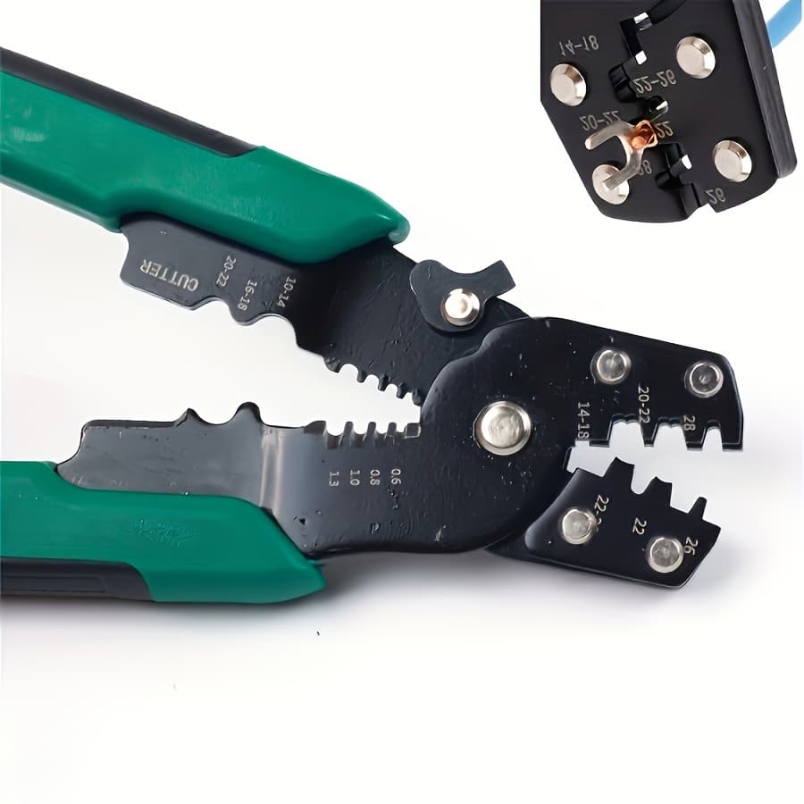 TEMU Multifunctional Electrician's Pliers - Wire Stripper, Cutter & Crimping Tool With Durable Metal Construction, Terminal Pliers, Wiring Accessories, Hand Tools