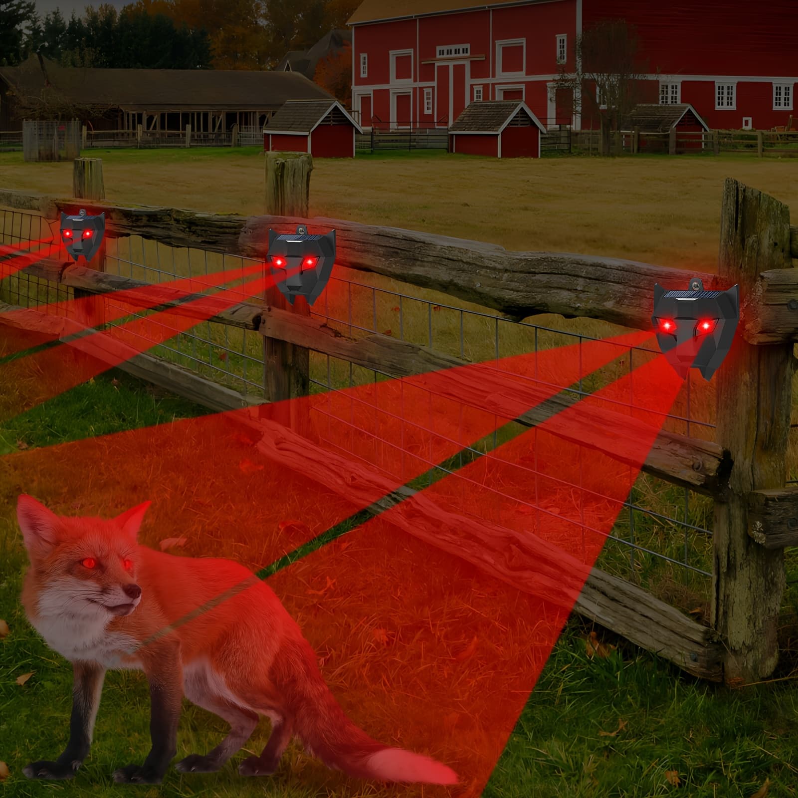 TEMU 4 Pack Solar Animal Repellent, Solar Animal Deterrent Flashing Lights To Away Raccoon, Coyote, Deer, Fox, Cat, Outdoor Pest Control For Garden, Chicken Coop