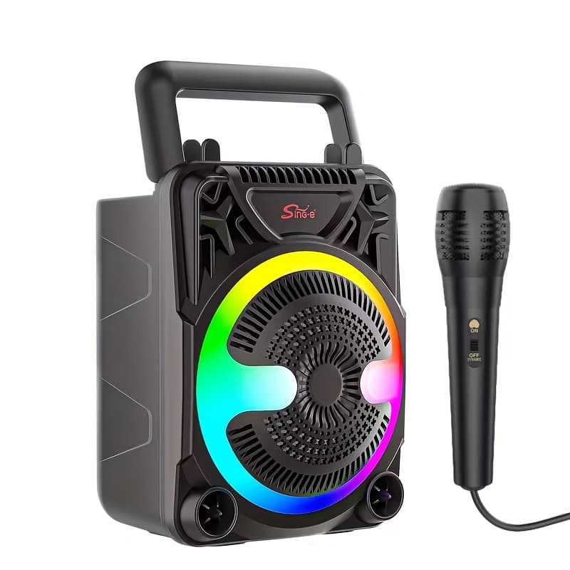 TEMU Wireless Speaker With Subwoofer, Home Speaker, , Disco Lights With Party, Fm, Tf, Usb Card And Button Control, Long Life Battery, Wireless Speaker