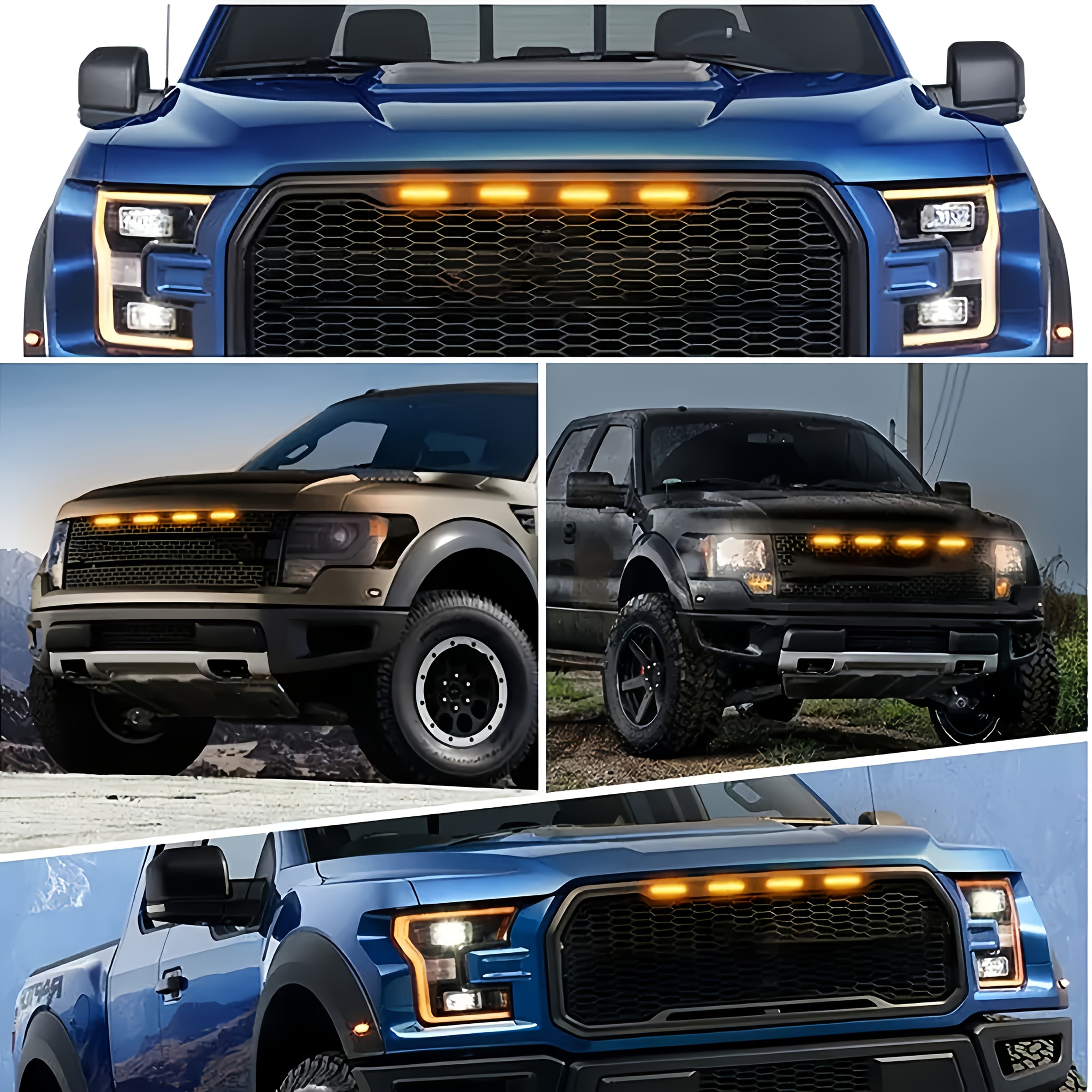 TEMU Led Car Front Grille Light Kit - Amber Headlights For Suvs And More - Store Manager Recommended