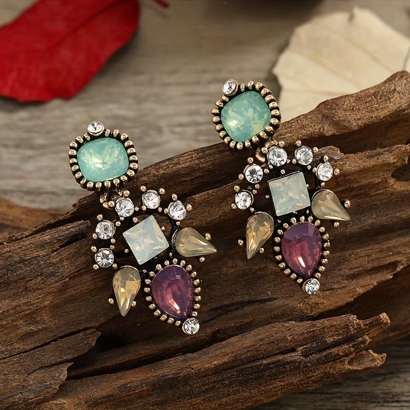TEMU A Pair Of Women's Fashionable Drop Earrings, Creative And Stylish Vintage Geometric Earrings, Suitable For Daily Versatile Wear And Gifting