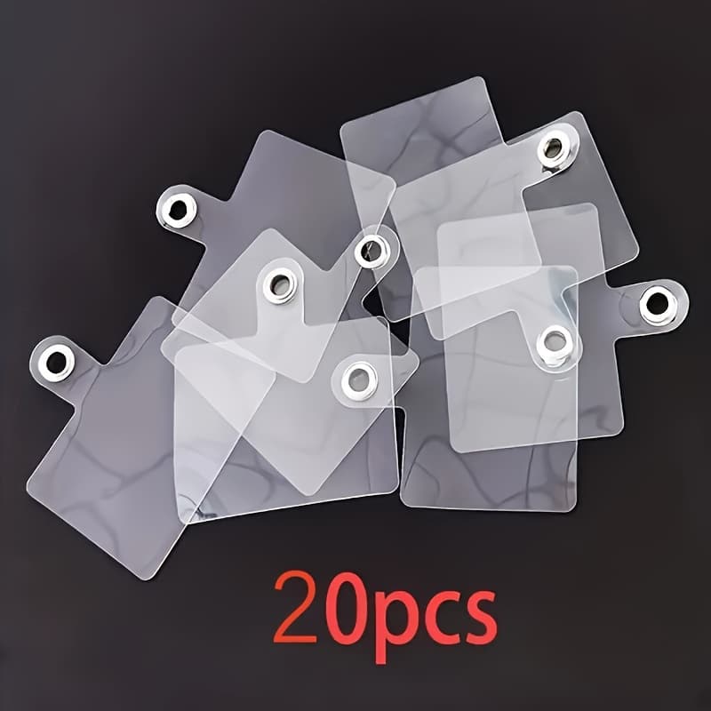 TEMU 10/20pcs Smartphone Lanyard Clip - Transparent, No-hole Adhesive Card Holder For Keys & Id Badge, Secure Anti-lost Phone Charm Accessory