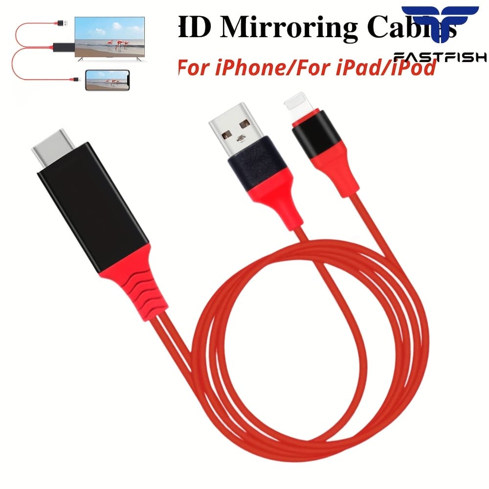 TEMU Fastfish 1080p Usb C To Hd Tv Adapter With Usb Cable 6.5ft Mirroring Av Cable For Iphone 14 11 Xr 8 7 6