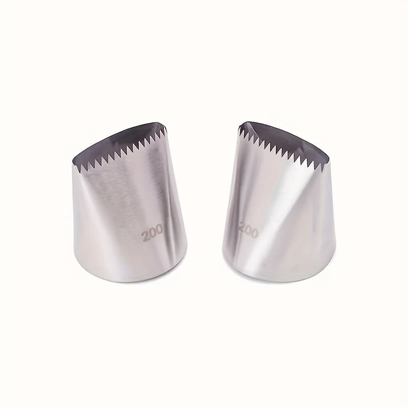 TEMU Xl Stainless Steel Icing Piping Tips Set Of 2 - Large Frosting Nozzles For Cake & Decorating, Reusable Kitchen Baking Tools
