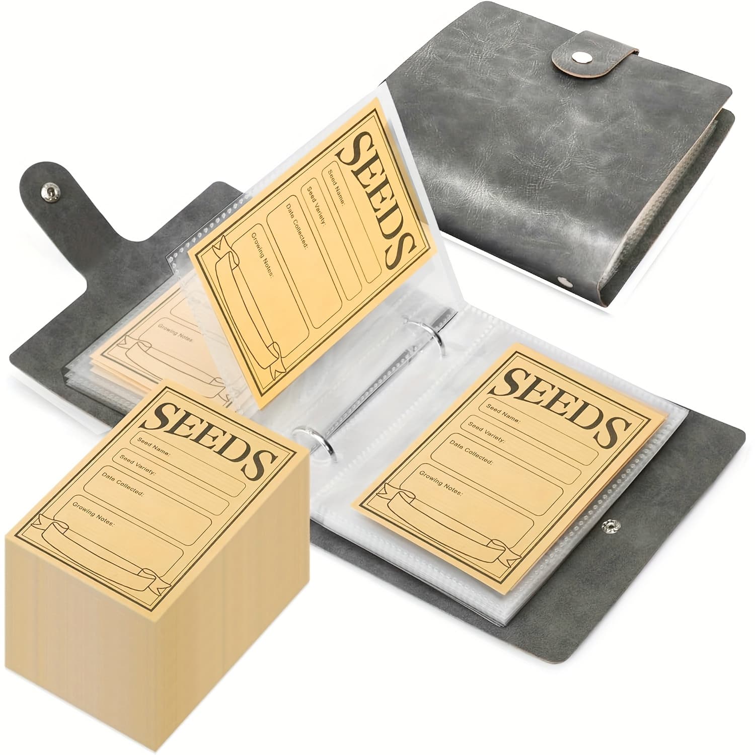 TEMU 1 Set Garden Seeds Storage Organizers, Seed Organizer Binder With 50pcs Self-sealing Seed Envelopes, Seed Organizer, Binder