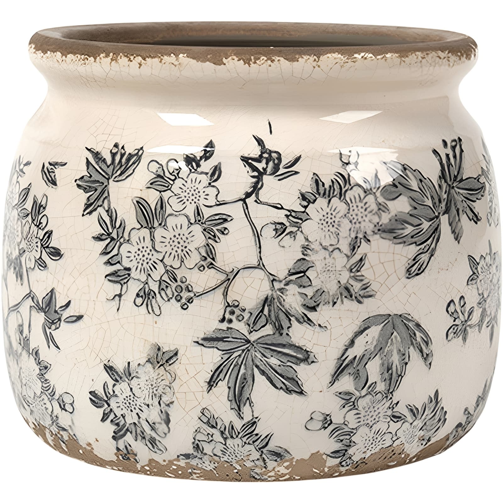 TEMU Large Ceramic Planter With A Vintage Design, Perfect For Indoor Plants And Home Decor, Featuring A Cottage Scroll Pattern, Ideal As A Decorative Gift
