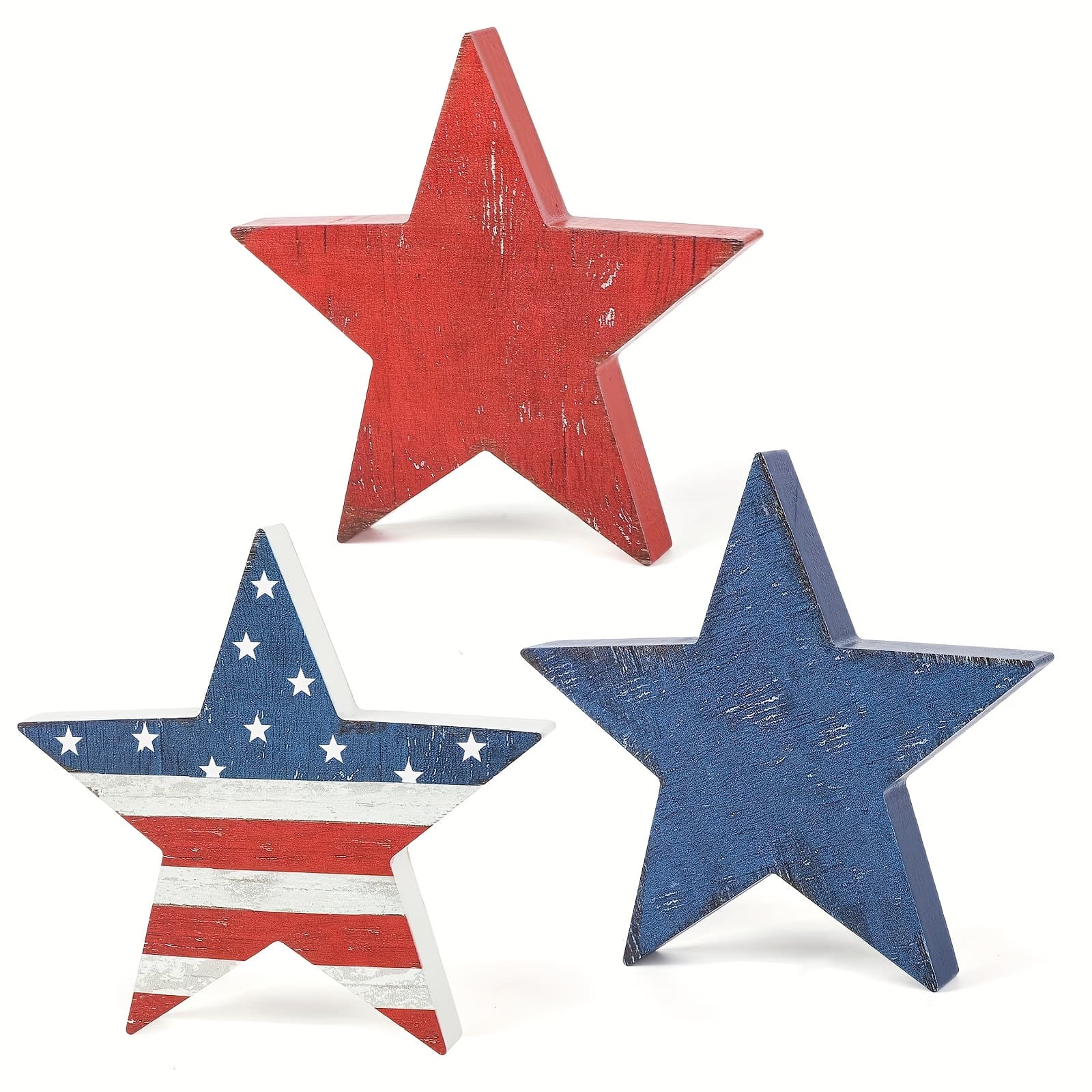 TEMU 3pcs Wooden , Rustic Memorial Day Tiered Tray Decorations, Tabletop Decorations, Summer Party Decorations, Home Kitchen American Patriotic Table Decorations