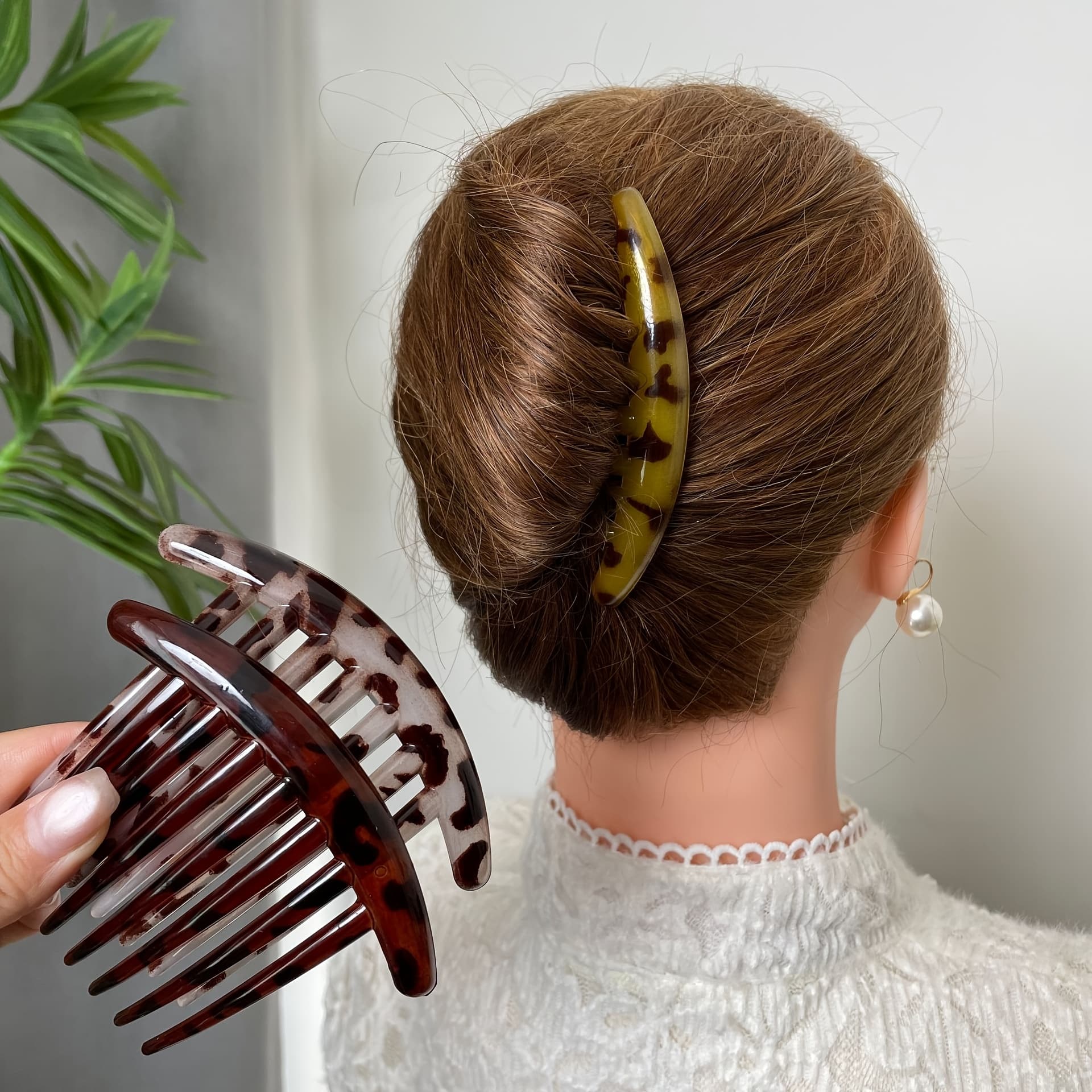 TEMU 3pcs Simple Vintage Tortoiseshell Hair Clips | Effortless Updo Holder, Versatile Hair Accessory For Commuting And Dates, Suitable For Daily Use, Banquets, And Multi-strand Updo Styling
