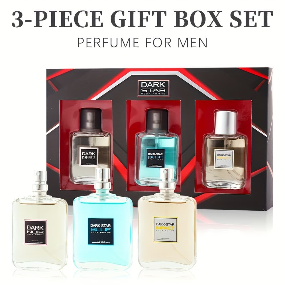 TEMU Three-piece Men' Perfume Spray Gift Set, With Long-lasting Fragrance, Featuring 3 Different Scents. Holiday Gifts, Dates, Daily Life, And Parties. Each Bottle Ounce.