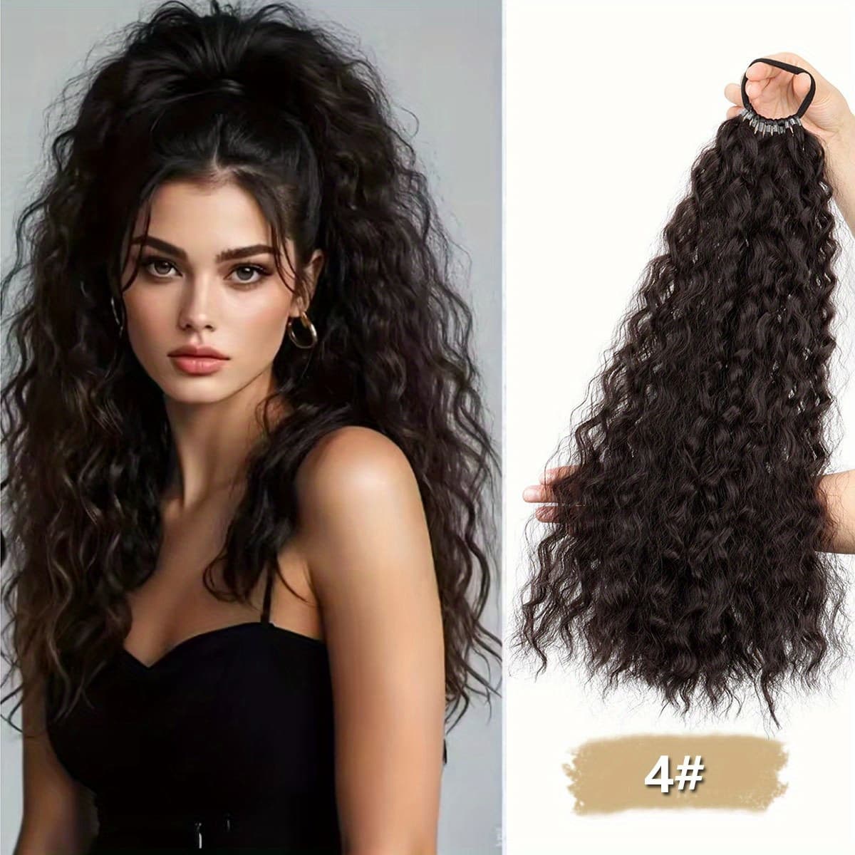 TEMU 18-inch Long Ponytail Hair Extension For Women Volumizing Synthetic Fluffy Hairpiece With Elastic Band Secure For Daily Use Increase Hair Volume, Colors