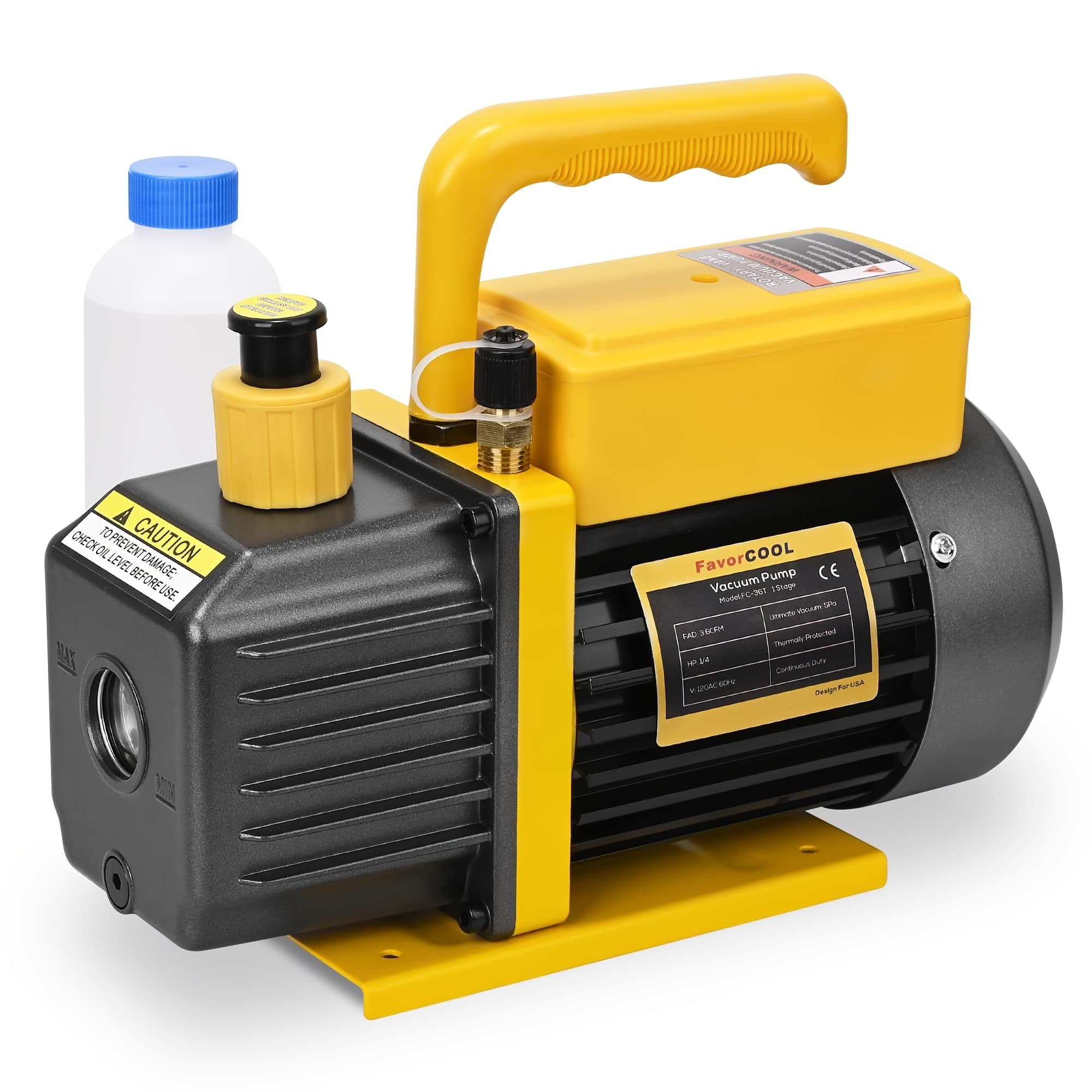 TEMU 3.6 Cfm Vacuum Pump, 110v 1/4 Rotary Vane Hvac Air Vacuum Pump, Ac Refrigerant For R134a R410a R22 Systems, Vacuum Pump Automotive, 300ml Oil Included, Without Battery