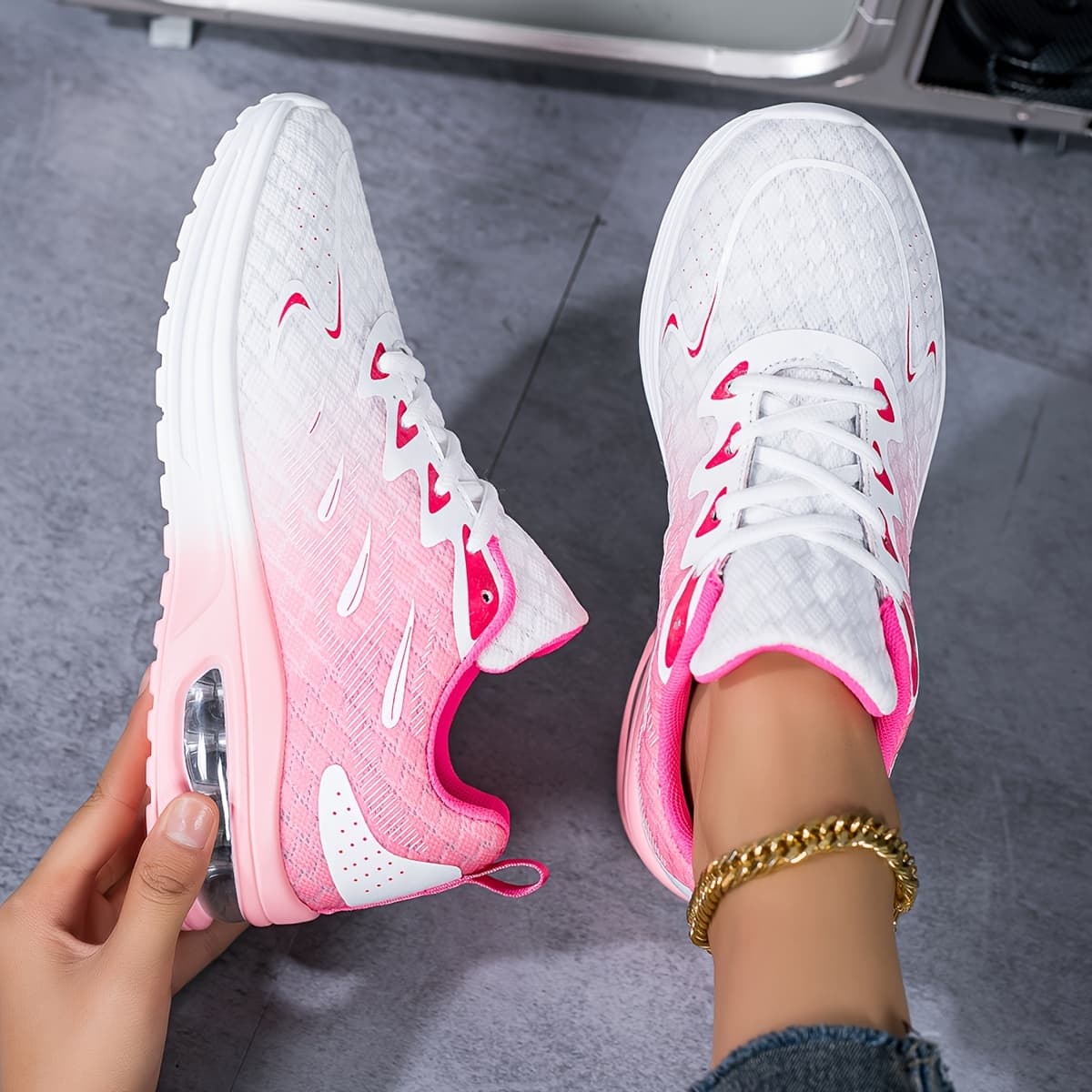 TEMU Lightweight Breathable Knit Sneakers - Women's Casual Lace Up Outdoor Shoes - Low Top Sport Shoes, Women Shoes