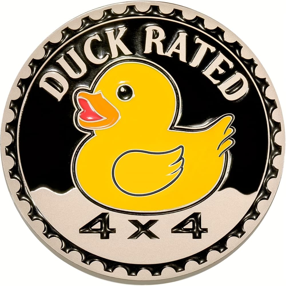 TEMU Duck Rated Car Emblem 4 X 4 Metal Automotive Badge 3d Metal Car Badges Emblems Round Emblem Decals Stickers Compatible With Vehicles Trucks Suv Rv Decorations Car Emblems (yellow)()