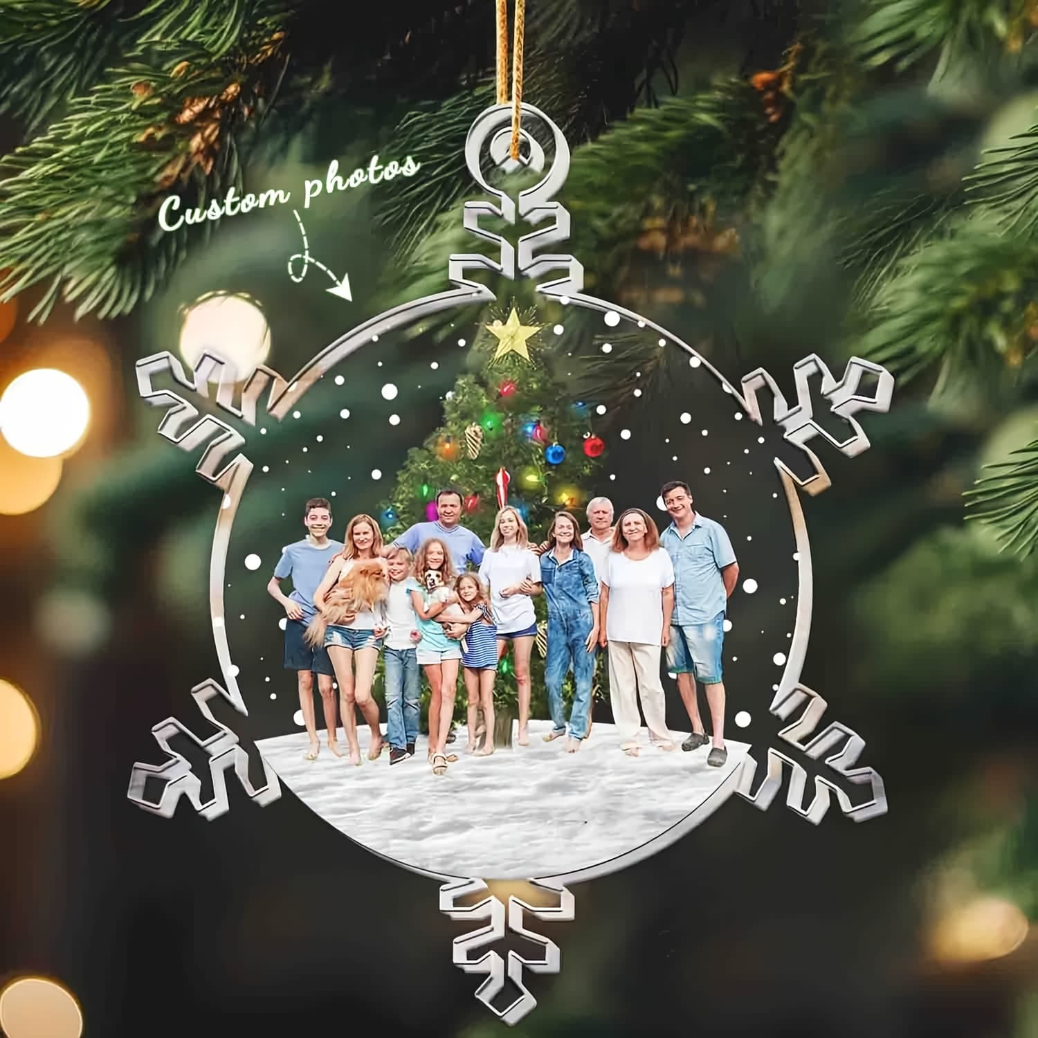 TEMU 2d Flat, Snowflake Custom Photo For - Personalized Acrylic Photo Pendant, Christmas Decoration, Christmas Ornament, Gift For , Relatives, , Christmas Present