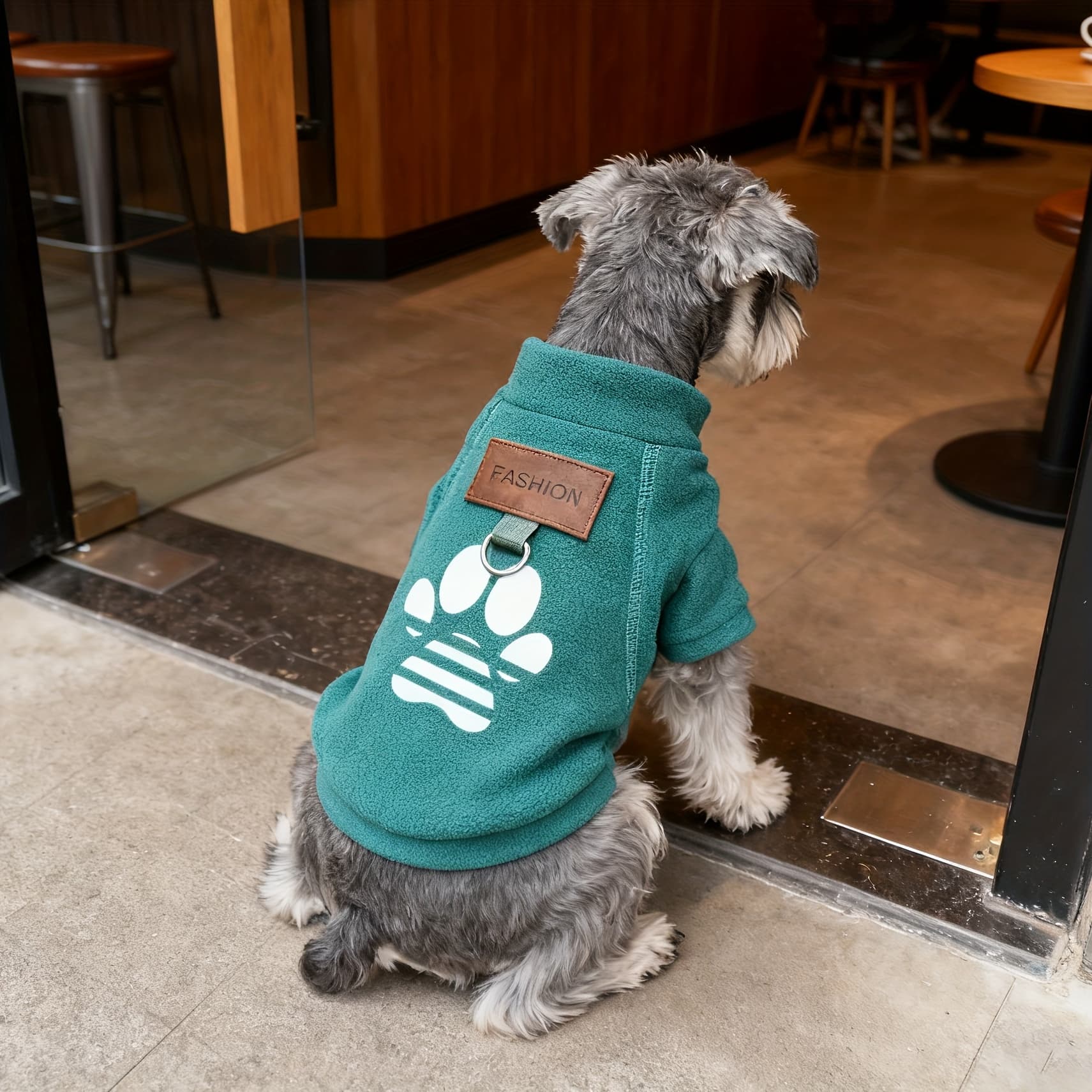 TEMU Soft Dog Paw Print Logo Sweater, Warm Dog Pajama Sweatshirt With Safety Leash Loop, Jacket Puppy Winter Coat Pet Clothes For Small To Medium Dogs And Cats, Boys Or Girls