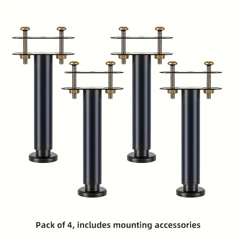 TEMU 4pcs Heavy-duty Adjustable Bed Legs - Wide Base Metal Frame Support With Upgraded Center Bracket, Stability For Mattress Foundation, Bed Frame Upgrade (black)