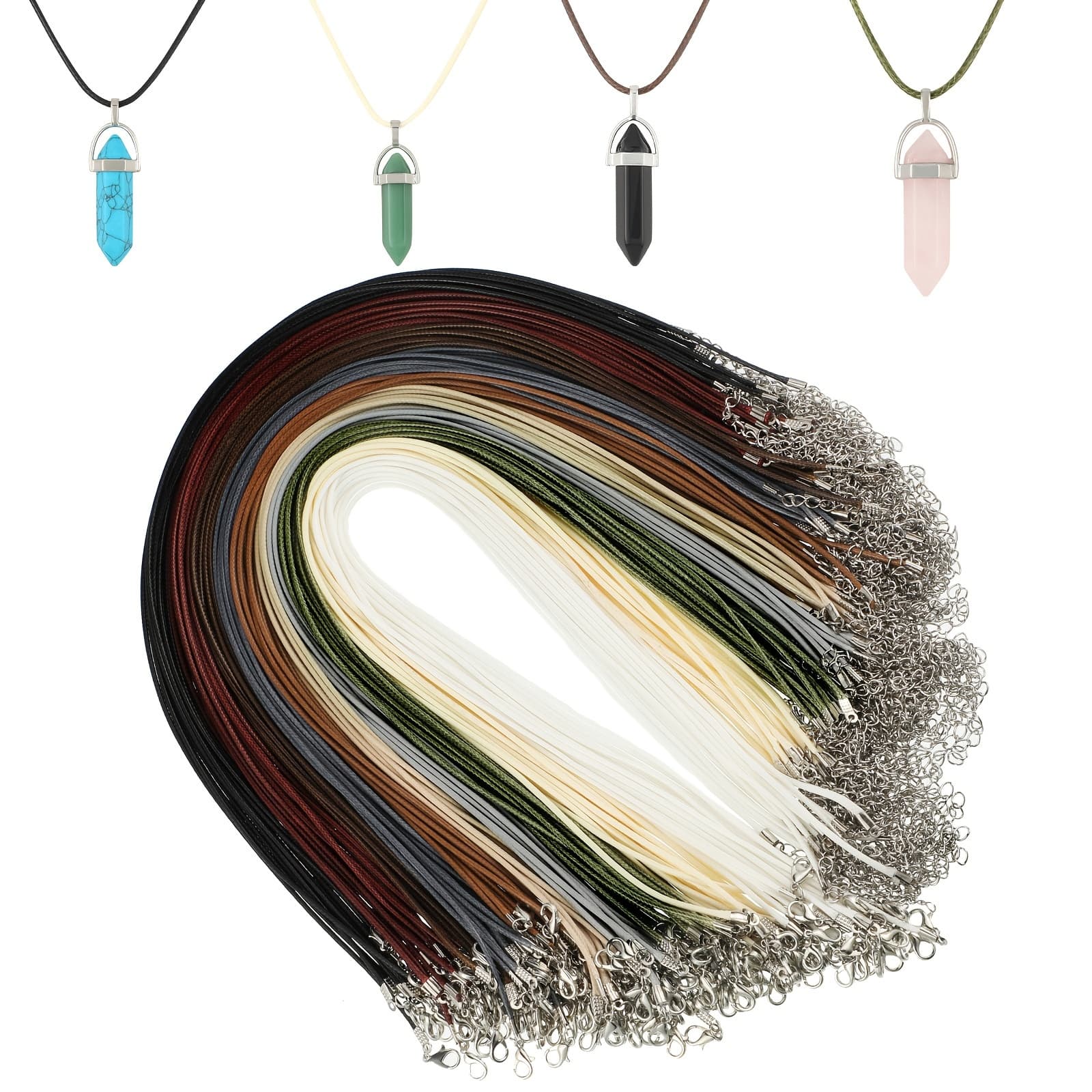 TEMU 100pcs 20 Inch Waxed Necklace Cord | Bulk With Clasp, Colorful, Brown For Jewelry Making Pendants Charms