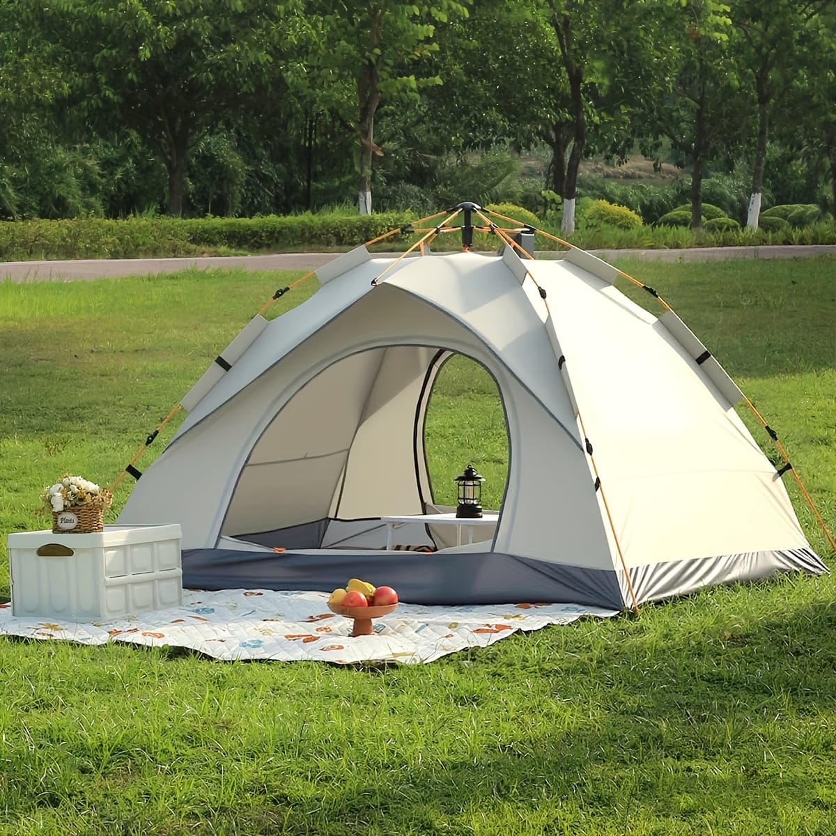 TEMU 1-4 Person Automatic Pop-up Outdoor Tent, Portable Quick Setup, Sun Shade, With Mesh Windows And Zipper Closure, For Music Festivals, Camping, Travel, Hiking, Beach, Fishing, Backyard Parties