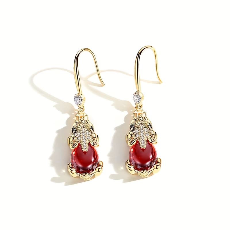 TEMU Chinese Wind Pixiu Copper Money Earrings Female Retro National Wind Earrings Small Design Earrings